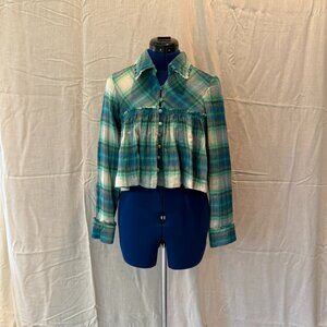 Kimchi Blue - Cropped Plaid - Blue/Green - Size XS